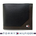 トミー ヒルフィガー 二つ折り財布 メンズ トミーヒルフィガー 財布 TOMMY HILFIGER トミー・ヒルフィガー メンズ二つ折り財布 SAFFIANO ブラック/ブラウン 31TL25X002