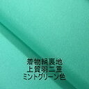 0*着物裏地*正絹 ミントグリーン羽二重新反物はぎれ[1個/布幅約38cm×10cm/ご注文個数続き裁断 /絹14匁/ちりめん][ブルー系薄緑][よりどり5個以上購入で追跡可能メール便送料無料]