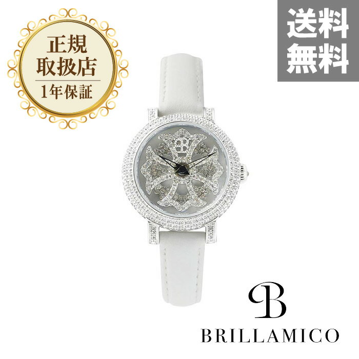 【正規取扱店】【1年保証】BRILLAMICO LILY 31MM WHITE x SILVER＜革ベルト＞正規取扱店 ブリラミコ 腕時計 スワロフスキー レディース..