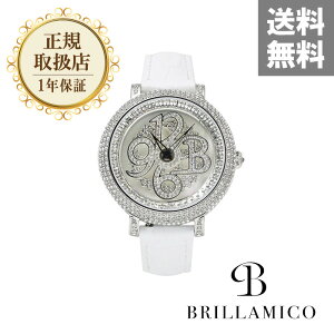 【正規取扱店】【1年保証】BRILLAMICO NUMBER40MM WHITE×SILVER ＜革ベルト＞正規取扱店 ブリラミコ 腕時計 スワロフスキー レディース メンズ 人気 ブランド ● 送料無料● ラッピング無料