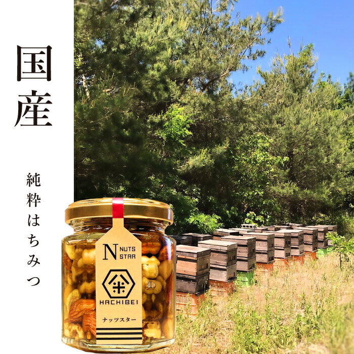 【国産 蜂蜜】HACHIBEIナッツスター（ナッツの蜂蜜漬け）はちみつ レギュラーサイズ 120gはちべいのハチミツ