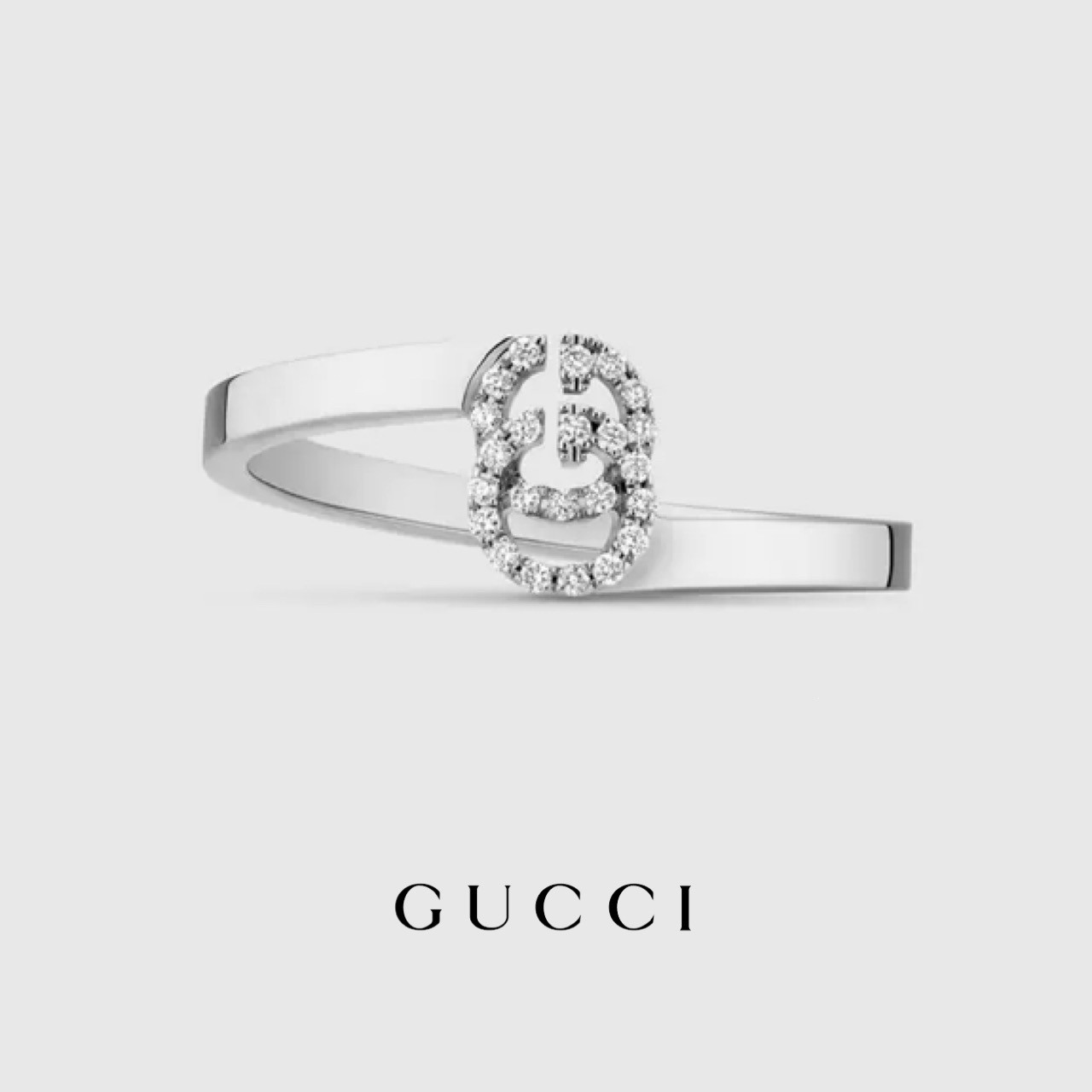 GUCCI グッチ GGランニング ダイヤモンド付き /K18ホワイトゴールド ダイヤモンド 約2mm 8号 新品 YBC4571270030 レディース