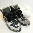 BALENCIAGA バレンシアガ プリントハイカットスニーカー ブラック グレー 40【中古】【メンズ】