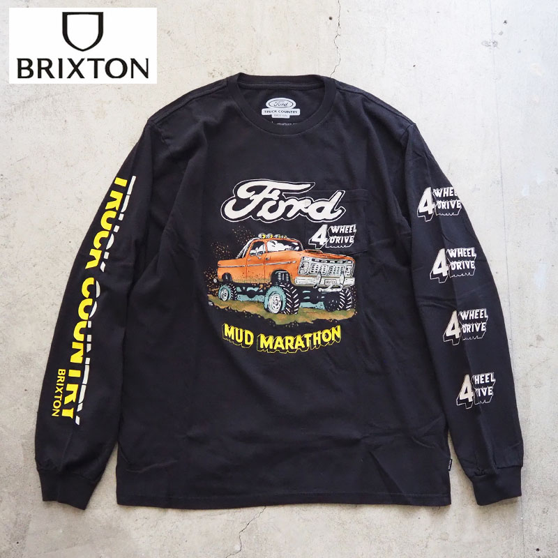 Rakuten - BRIXTON ブリクストン FORD フォード ロンT コラボ17366 メンズ コラボ 長袖 長袖Tシャツ プリント 黒 ブラック ストリート バイカー サーフ アメカジ おしゃれ メール便
