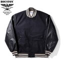 ヒューストン ジャケット スタジャン HOUSTON MELTON AWARD JACKET 51276 メンズ メルトン アワードジャケット フェイクレザー 中綿 キルティング アメカジ ミリタリー ライン 無地 シンプル 黒 ブラック オリーブ