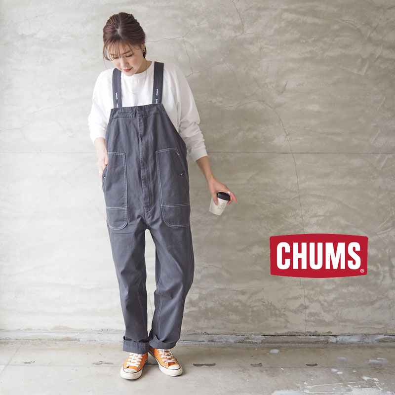 チャムス オーバーオール レディース CHUMS Candy Cliffs Overall CH13-1284 サロペット パンツ カバーオール ステッチ ビッグポケット アジャスター ワーク フレンチ ビンテージ 綿100 ゆったり カジュアル アウトドア キャンプ アメカジ おしゃれ