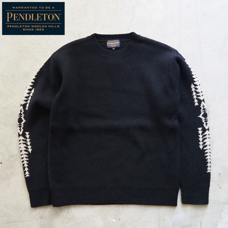 楽天GOOD HOLIDAY グッドホリデイペンドルトン ニット セーター PENDLETON Crew Neck Pullover 3575-4006 メンズ レディース クルーネック プルオーバー ネイティブ ジャガード アメカジ 長袖 長袖ニット インポート ブラック 黒 アウトドア キャンプ アメリカン