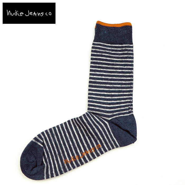 Nudie Jeans ヌーディージーンズ SOCKS STRIPED ソックス 靴下44161-7008くつした くつ下 メンズ ブランド ボーダー ボーダー柄 ボーダーソックス おしゃれ 大人 男性 プレゼント ギフト ブラック ブルー blue ネイビー navy カジュアル ヌーディー NudieJeans