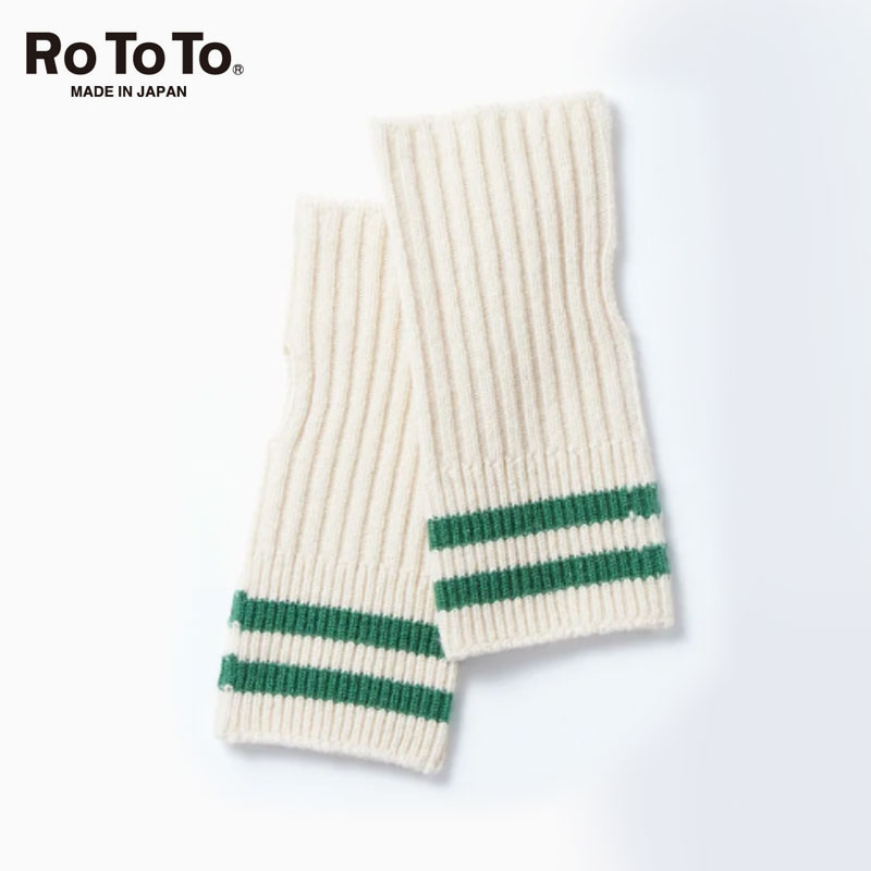 RoToTo ロトト メンズ ハンドウォーマー SEAMLESS HAND WARMER MERINO LAMBS WOOL R5092 グローブ 手袋 ストライプ ラムウール メリノオプティモ 防寒 シンプル 男性 女性 ユニセックス アウトドア キャンプ 冬 Fサイズ 日本製 2