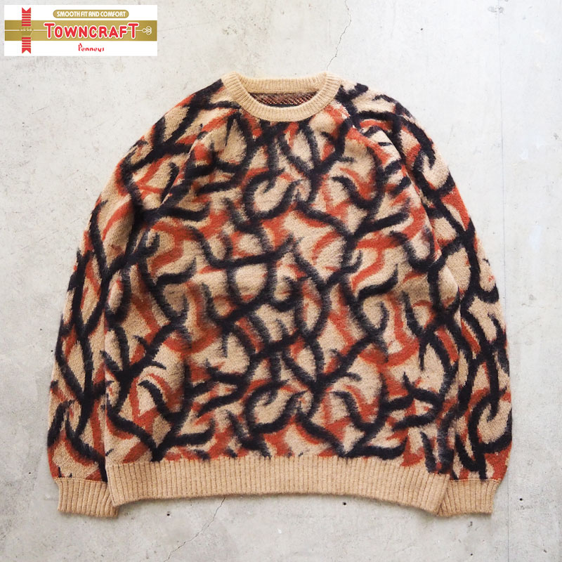 タウンクラフト ニット TOWNCRAFT シャギー ラグラン クルー セーター TC24F01300 メンズ レディース トライバル 長袖 アメカジ