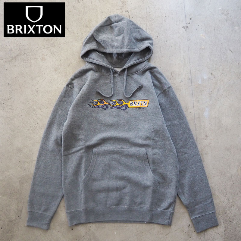 Rakuten - ブリクストン パーカー メンズ BRIXTON FLAMES プルオーバー スウェット フーディー 22800 グレー フレイム ロゴ ストリート 裏起毛 長袖