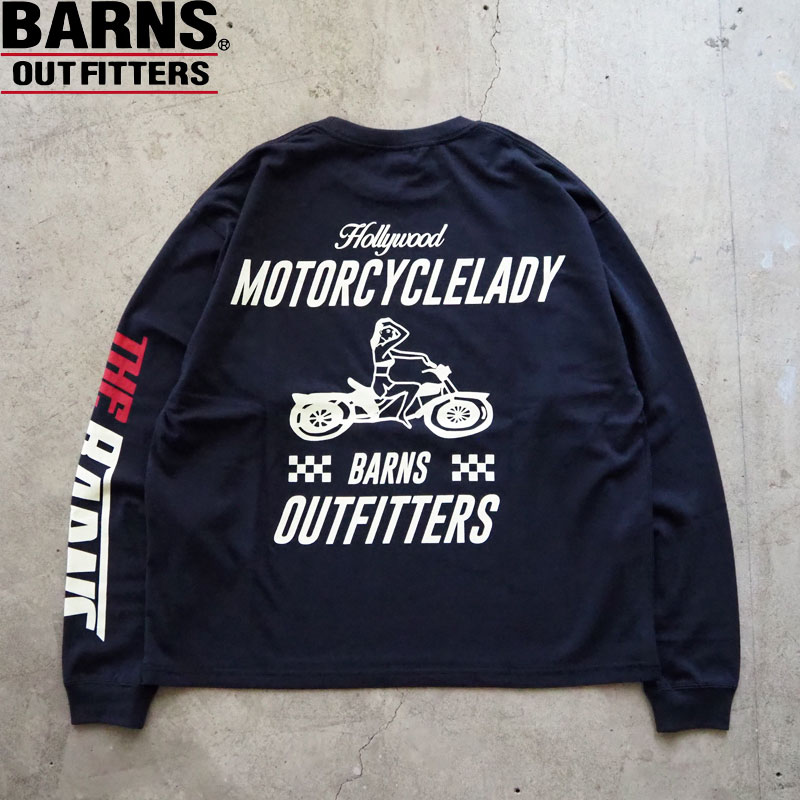 樂天商城 - バーンズ ロンT BARNS OUTFITTERS Boxy L/S Print T-shirt BR-25403 メンズ 長袖 Tシャツ 袖ロゴ 袖 プリント アウトフィッターズ outfitters 長袖Tシャツ アメカジ チャコール