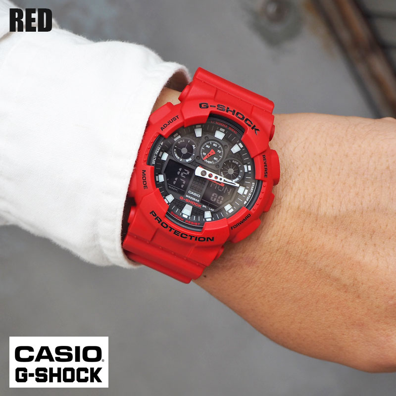 CASIO カシオ G-SHOCK ジーショック 腕時計 GA-100B-7AJF GA-100B-4AJF時計 メンズ レディース ウォッチ Gショック アナデジ 赤 レッド 白 ホワイト 防水 耐衝撃 多機能 ビックフェイス ストップウオッチ タイマー カジュアル スポーツ ギフト プレゼント