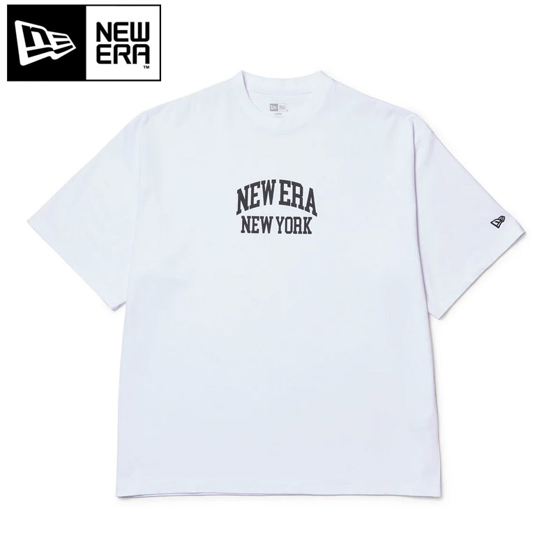 Rakuten - ニューエラ Tシャツ メンズ NEW ERA 半袖 オーバーサイズド コットン Tシャツ Classic College 14410079 プリント ロゴ 半袖Tシャツ 白 黒 オーバーサイズ ストリート