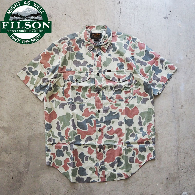 樂天商城 - フィルソン シャツ 半袖 FILSON カモ柄 メンズ TWIN LAKES S/S SPORT SHIRT 77947 カモフラ 半袖シャツ ツインレイクス ショートスリーブ スポーツシャツ アウトドア ミリタリー アメカジ ワーク オーバーサイズ ゆったり