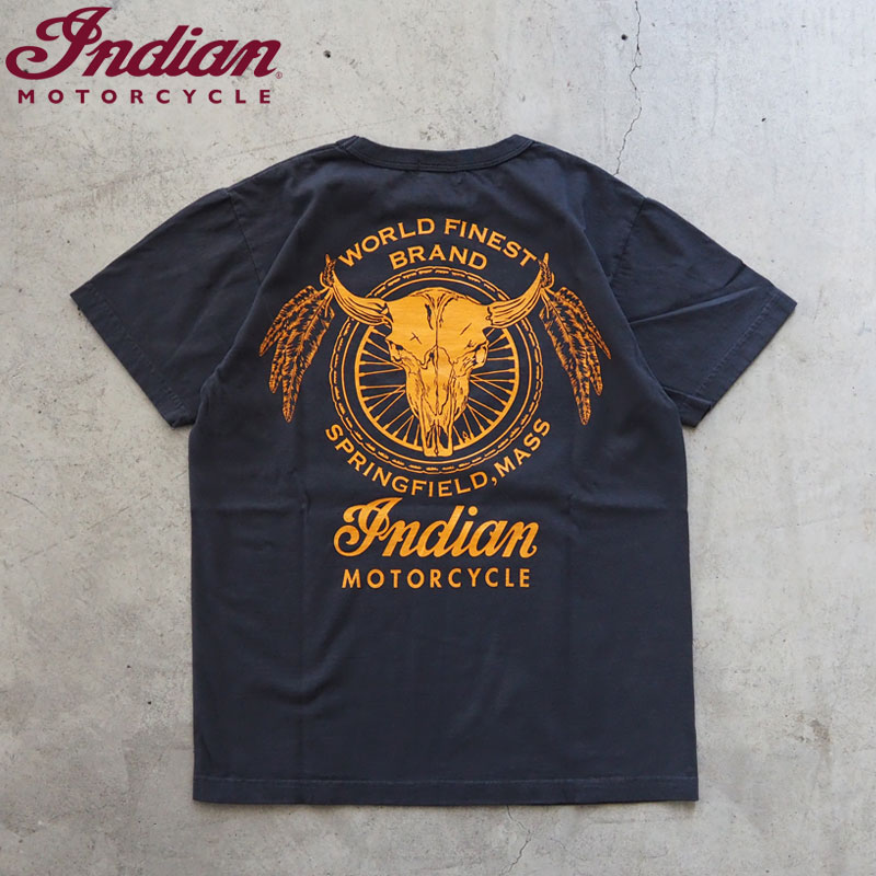 樂天商城 - インディアン モトサイクル Tシャツ Indian Motorcycle COW HEAD プリントTシャツ IM79554 メンズ 半袖 USA製 半袖Tシャツ アメカジ モーターサイクル プリント 東洋 東洋エンタープライズ 黒 白 メール便