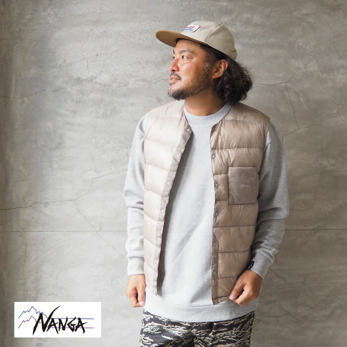 NANGA ナンガ インナー ダウンベスト INNER DOWN VEST MEN N1Id-VEST ダウン ベスト メンズ レディース ダウンジャケット ノーカラー インナーダウン 黒 モカ ブラック ブラウン アウトドア キャンプ キャンパー インナーベスト