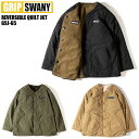 GRIP SWANY グリップスワニー ジャケット メンズ レディース REVERSIBLE QUILT JKT GSJ-65 リバーシブル キルト キルティング フリース キルティングジャケット ボア キャンプ アウトドア カーディガン カーデ ノーカラー 黒 オリーブ コヨーテ