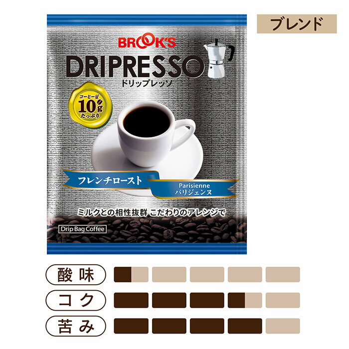 コーヒー ドリップコーヒー ドリップレッソ フレンチロースト パリジェンヌ 12袋 ドリップ ドリップパック ドリップバッグ 珈琲 個包装 1杯10g エスプレッソ ブルックス BROOK'S BROOKS 3