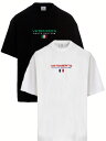 【送料無料】メンズ 2022春夏『VETEMENTS(ヴェトモン)』HAUTE COUTURE ロゴ Tシャツ 【ホワイト/ブラック】一枚でしっかり決まる！ラグジュアリーなオーバーフィットTシャツ★52TR240W-WT / 52TR240B-BK