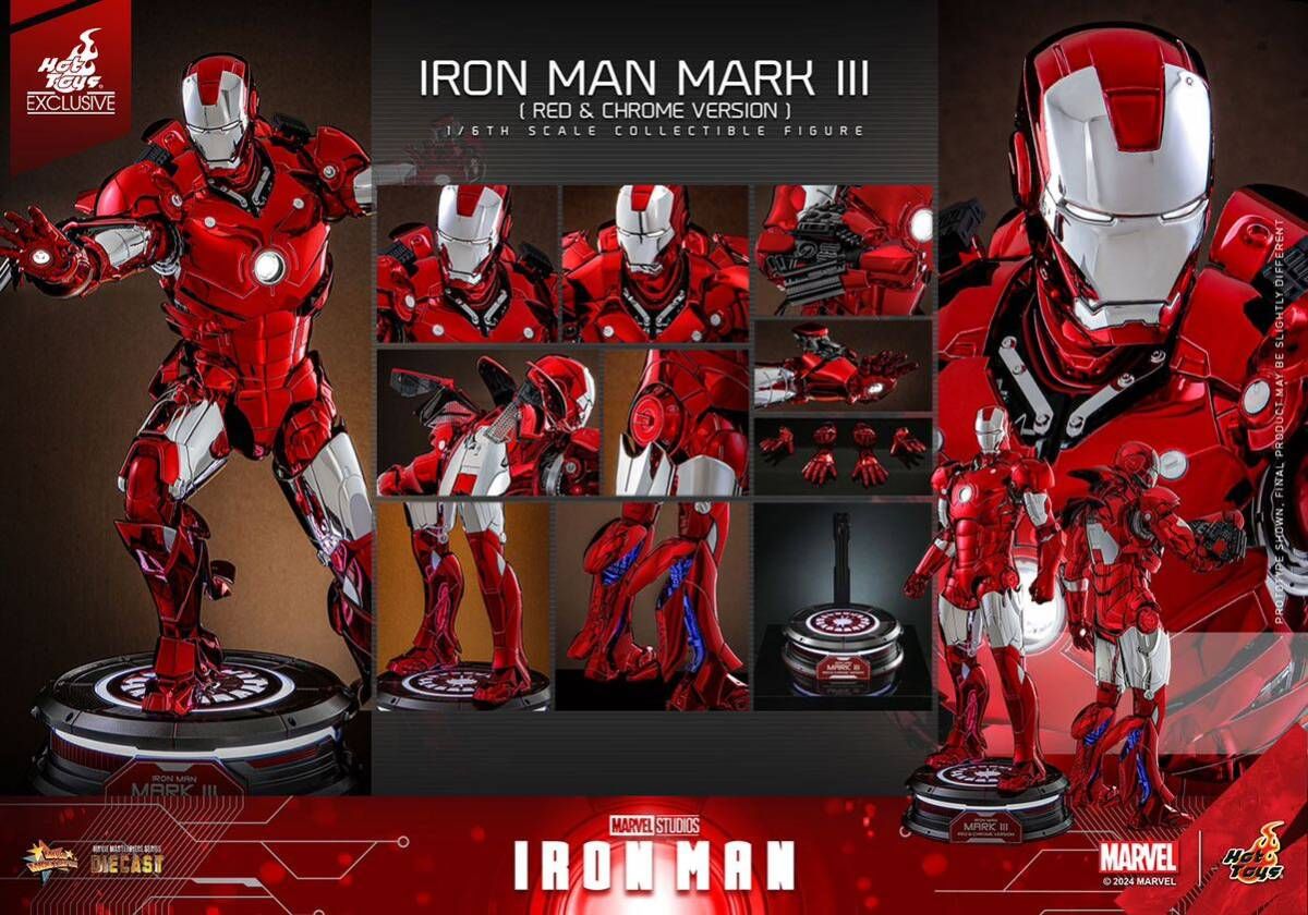 「新品・在庫」Hottoys ホットトイズ MMS744D64 『アイアンマン』アイアンマン・マーク3(レッド&シルバー・クロムカラー)Iron Man - Iron Man Mark 3 (Red & Silver Chrome)
