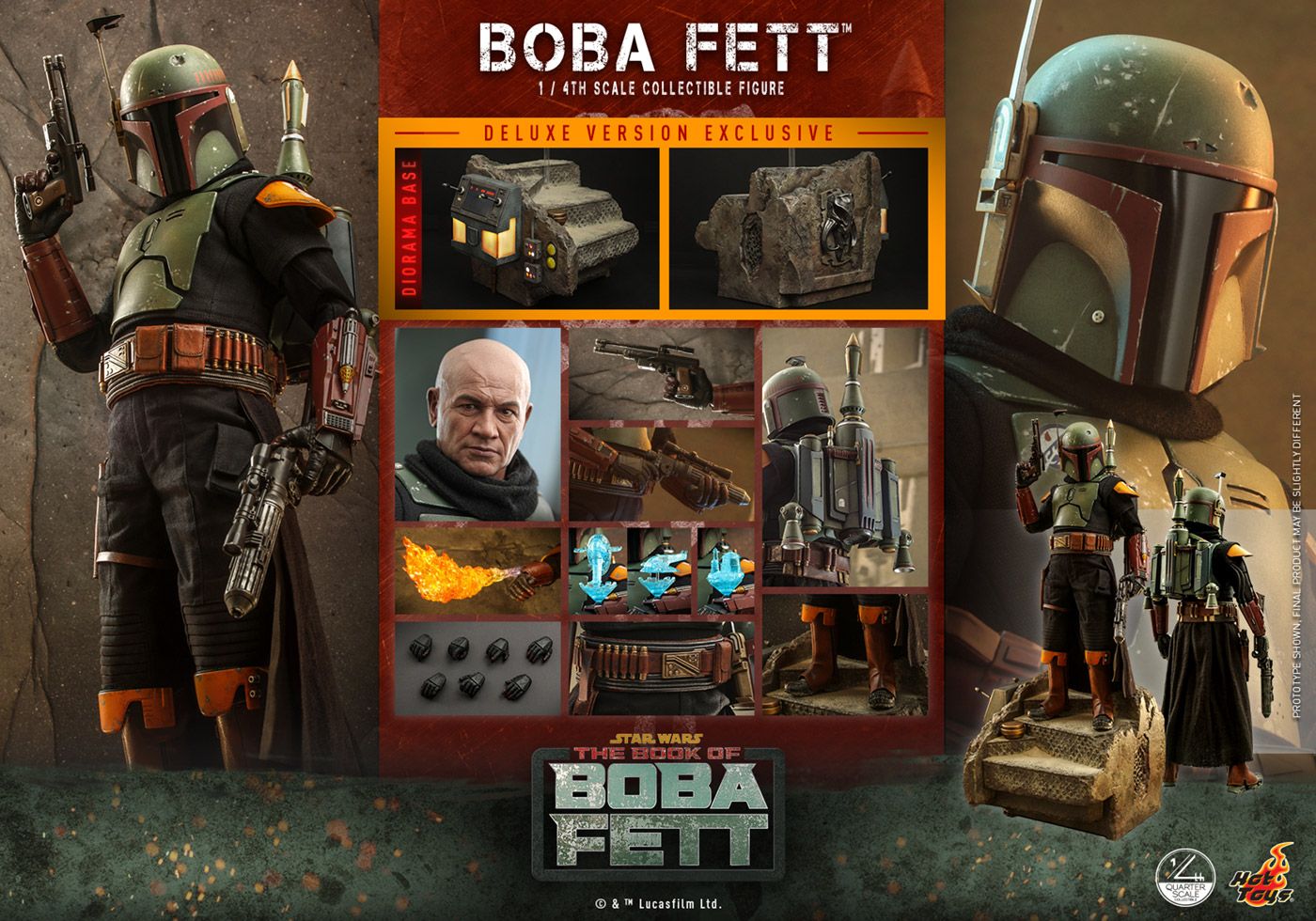 「新品・在庫」 ホットトイズ　QS023『ボバ・フェット／The　Book　of　Boba　Fett』 ボバ・フェット 1/4 スケールフィギュア［ボーナスアクセサリー付き］　スターウォーズ