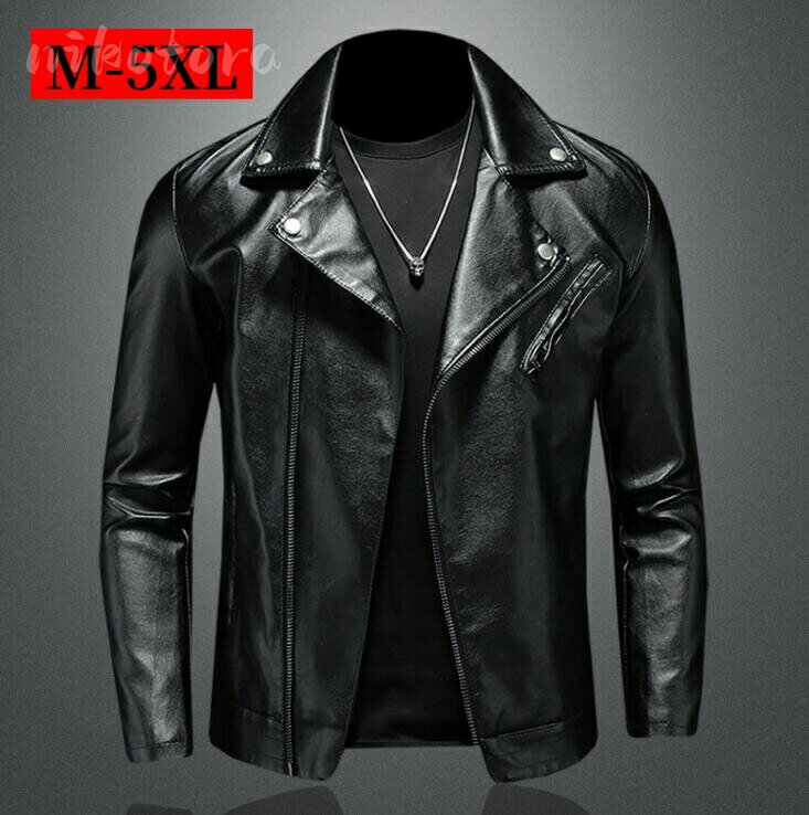 乐天商城 - 大きいサイズM-5XL ライダースジャケット メンズ フェイクレザー 革ジャン 皮ジャン バイクジャケット レザージャケット ブルゾン ジャンパー 通勤 かっこいい カジュアル オシャレ