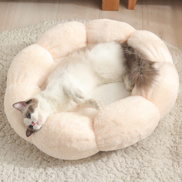 ペットベッド 丸型 花型 ペットハウス 犬ベッド 猫ベッド 無地 犬ハウス ネコベッ...