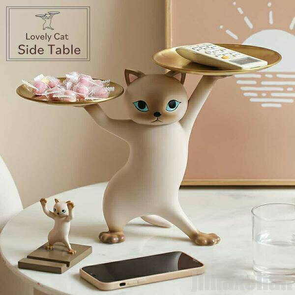 乐天商城 - 気楽 テーブル 置物 猫 サイドテーブル 高さ23cm ミニテーブル ネコちゃん CAT キャット テレワーク おしゃれ 在宅 パソコンデスク ソファーテーブ ノートPC台 ベッド