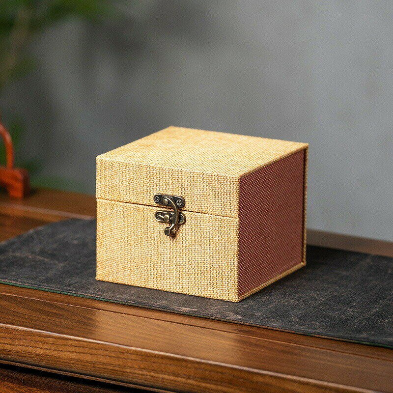 錦箱 麻布製 銅製留め具 紫砂壷包装 磁器包装 ギフトボックス リネン布 包装箱 高...