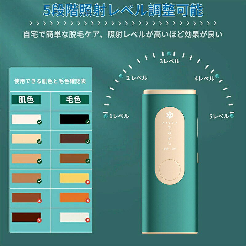 痛くない冷感脱毛器VIO対応 男女兼用 脱毛器 家庭用脱毛器 IPL 光美容器 永久脱毛 ...