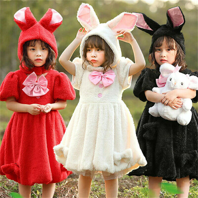 ハロウィン コスチューム 干支 兎 卯 バニーガール ウサギ うさみみ うさ耳 着ぐるみ キッズワンピース 仮装 子供 女の子 ワンピース ふわふわ ハロウィーン衣装 パー 衣装 コスプレ