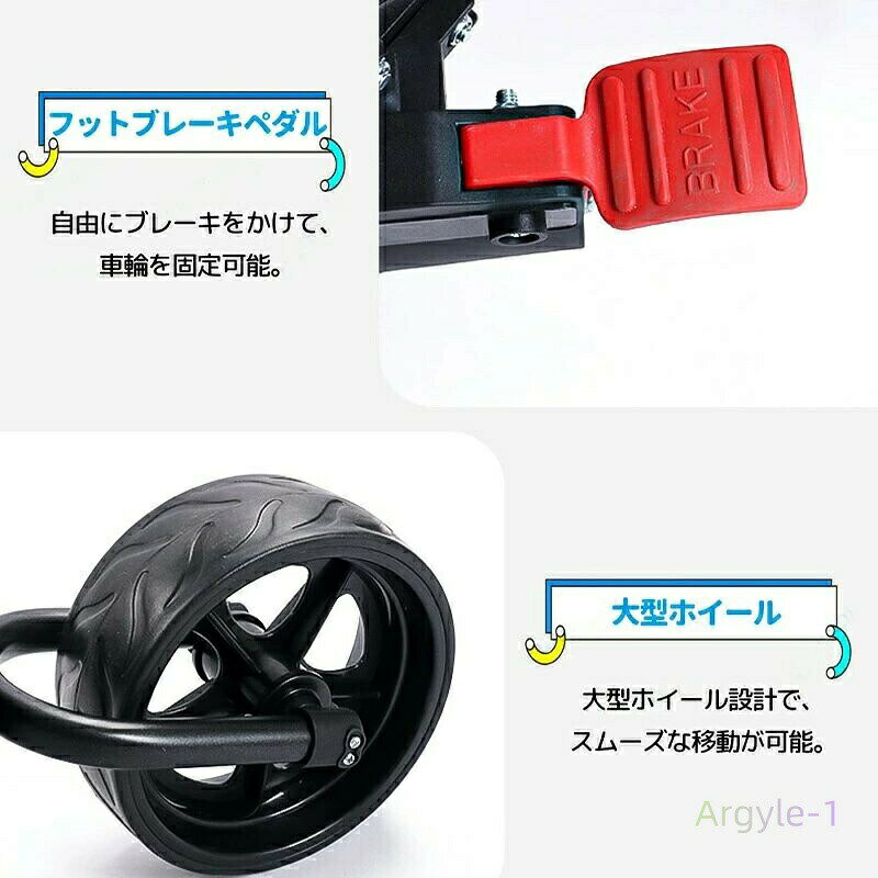 折りたたみ式 ゴルフカート キャリーバック収納 ゴルフバッグ 手引き 3輪 滑り止め...
