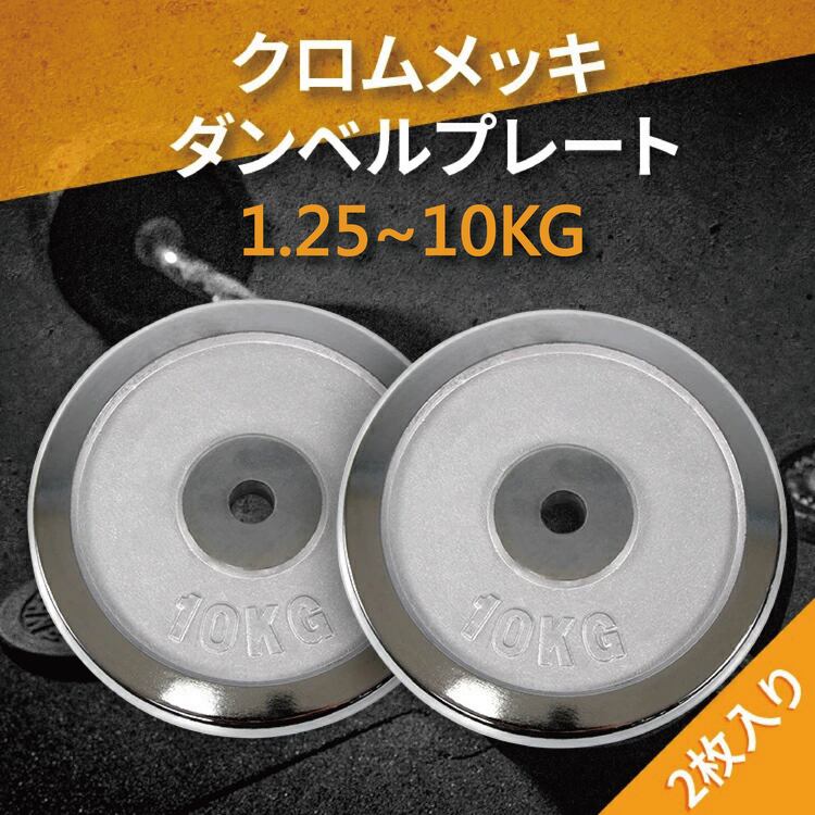 【送料無料】2枚入 Absport（エービースポーツ） クロムメッキダンベルプレート 鋳鉄製 1.25-10KG 二枚セット Absport トレーニング フィットネス ジム クラブ