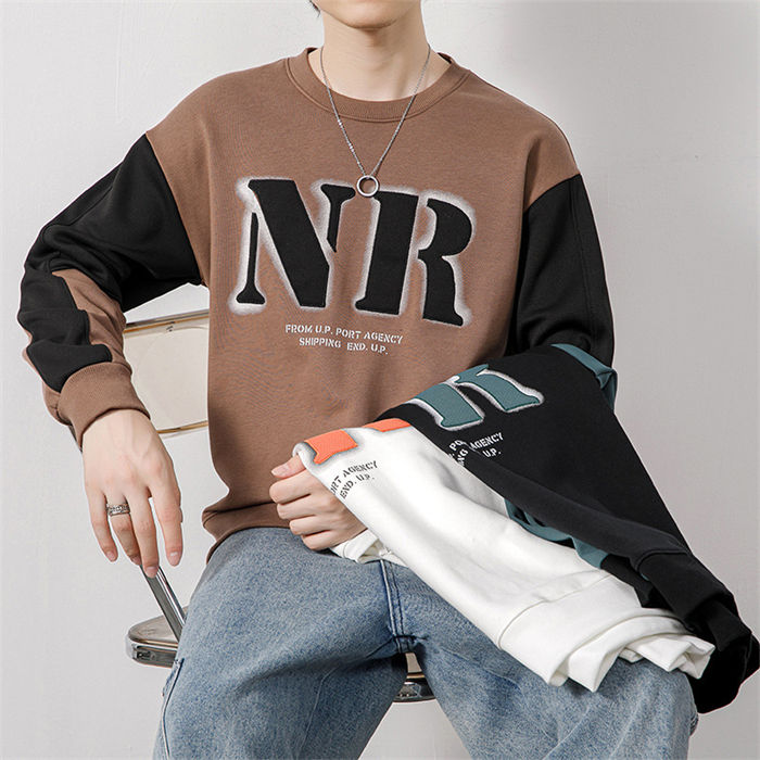 パーカー メンズパーカー 長袖パーカー ラウンドネック 切り替え tシャツ メンズ 男女兼用 トレーナー レディース トップス スウエット 長袖 春服 冬服 シンプル 大きサイズ カジュアル 部屋着 ファッション 秋服 プルオーバー