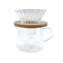 コーヒーサーバー コーヒードリッパー 耐熱ガラス 300ml コーヒーカラフェセット 直火可 プレゼント オリーブウッド レンジサーバー テ