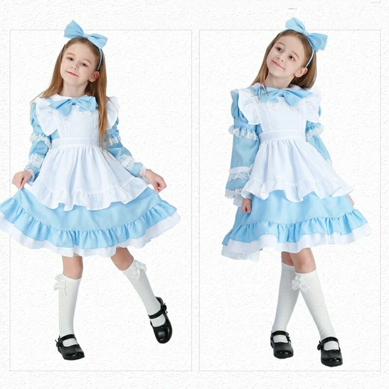 【期間限定!4580円→3580円】ハロウィン コスプレ 仮装 衣装 ワンピース 子供 女の子 エプロンドレス ロリータワンピース 4点セット コ