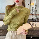 【期間限定!2460円→1980円】フリーサイズ レディース ニットセーター トップス 長袖 レディース プチハイネック プチタートルネック 秋