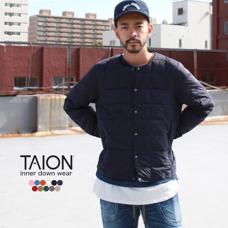 タイオン ダウンジャケット メンズ TAION タイオン ダウン インナーダウン CREW NECK BUTTON DOWN JACKET