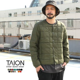 タイオン インナーダウン メンズ TAION タイオン ダウン インナーダウン CREW NECK BUTTON DOWN JKT