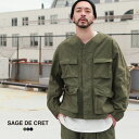 サージュデクレ SAGE DE CRET アウター ジャケット Co/Liバックサテン ノーカラーBDUタイプジャケット