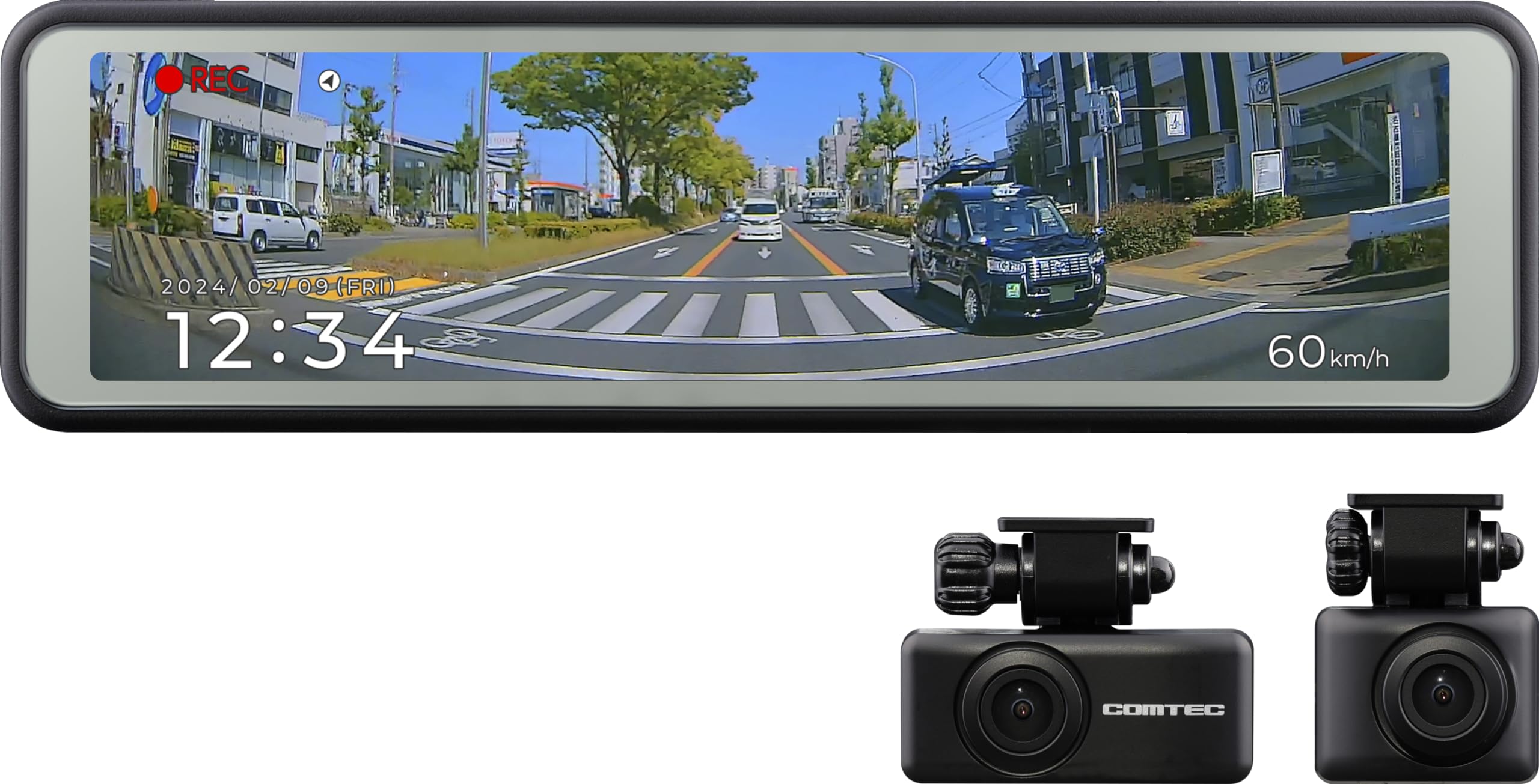 ZDR048 コムテック ミラー型ドライブレコーダー デジタルインナーミラー 前後2カメラ 前後200万画素 FullHD GPS搭載 高感度センサー 後側方接近お知らせ brownside-10000190 カーナビショップ・ブラウンサイド サンプル画像2
