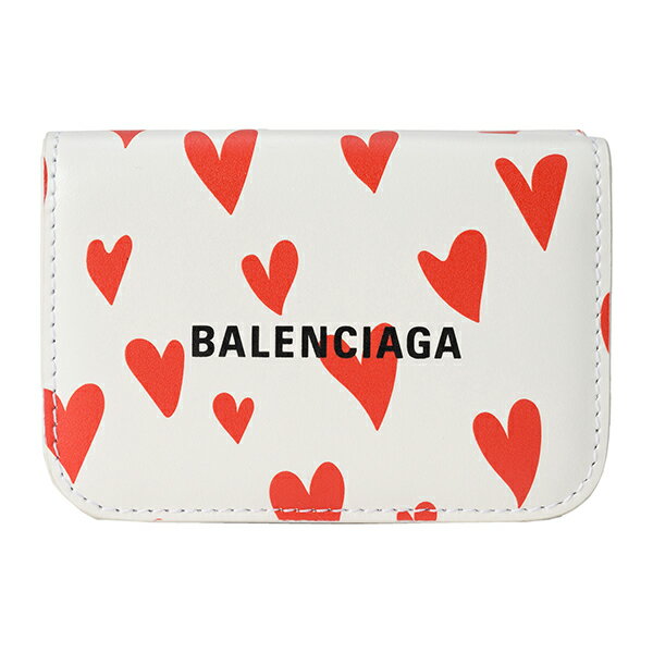 バレンシアガ 財布（レディース） 【10%OFF★楽天スーパーSALE対象】バレンシアガ 3つ折り財布 BALENCIAGA キャッシュ 593813 2104I 9066 レディース ホワイト 白 レッド 赤