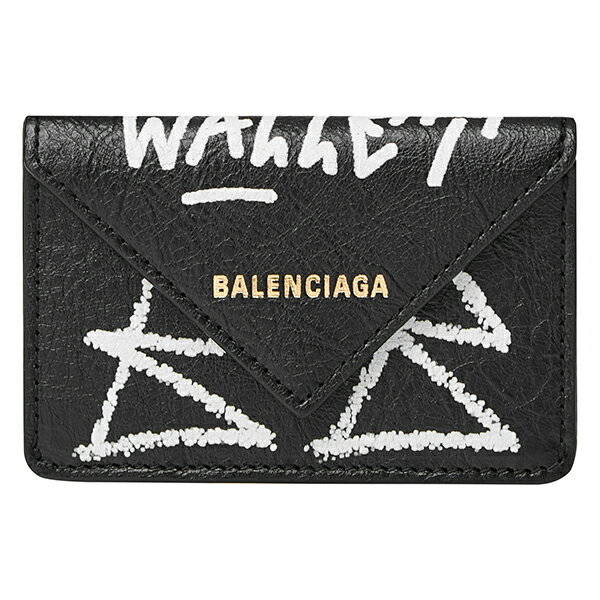 【1万円以上で500円OFFクーポン★9/13(月)14:00まで】バレンシアガ3つ折り財布BALENCIAGA3914460FE0T1065財布パピエPAPIERペーパーミニウォレットグラフィティユニセックスNOIR(ノワール)/BLANC(ブラン)ブラック黒/ホワイト白【送料無料】