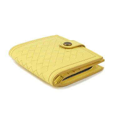 【最大3000円OFFクーポン★7/28(水)14:00まで】ボッテガヴェネタ 2つ折り財布 BOTTEGA VENETA 547441 VO0B9 5414 財布 イントレチャート INTRECCIATO ミニウォレット ユニセックス LEMON(レモン) イエロー 黄色/ライトグレー【 送料無料】