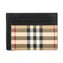 バーバリー マネークリップ 【最大5000円クーポン対象4/19まで】バーバリー カードケース BURBERRY ヴィンテージチェック＆レザー 8057943 A7026 メンズ ベージュ ブラック 黒