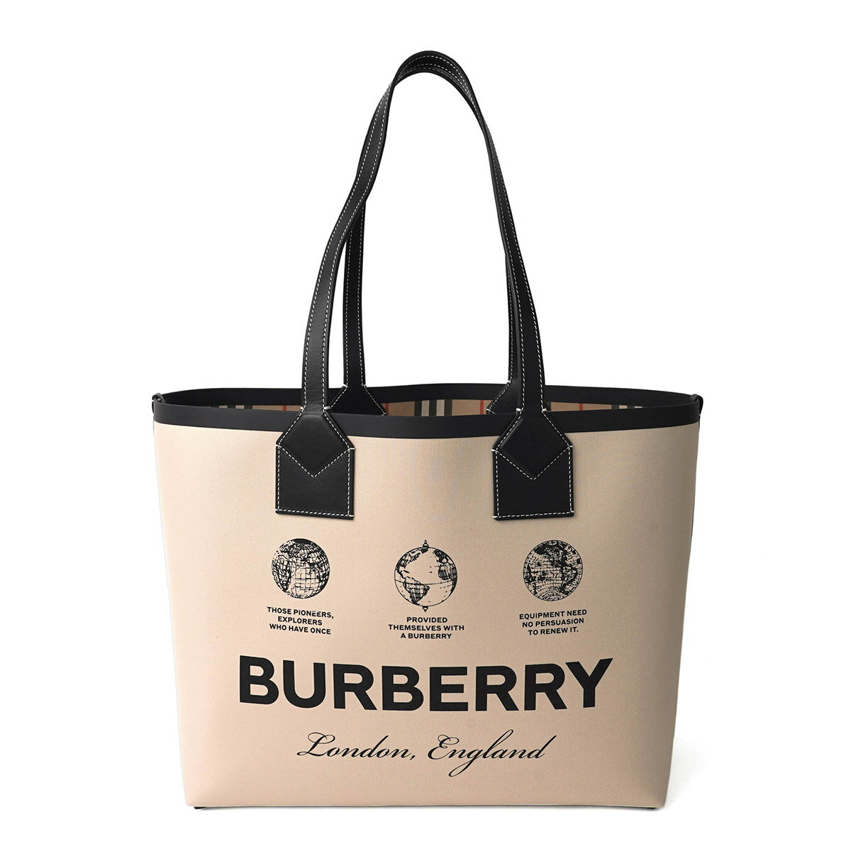 バーバリー トートバッグ（レディース） 【最大5000円OFFクーポン対象】バーバリー トートバッグ BURBERRY ラベルプリント 8063121 A1435 レディース ベージュ