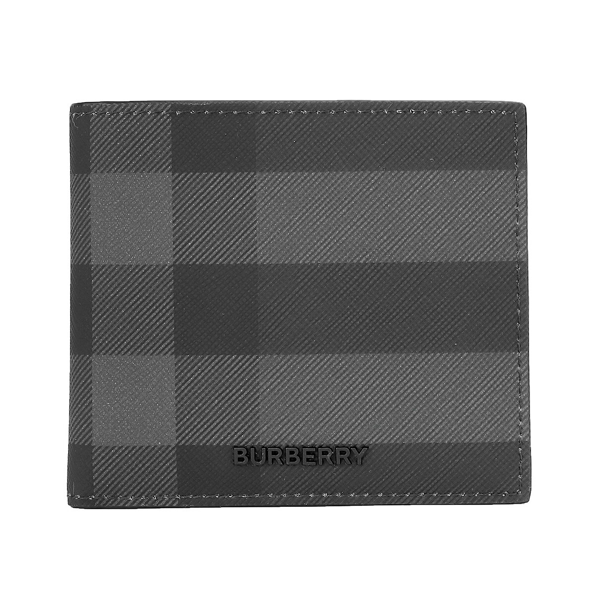 バーバリー 【最大5000円OFFクーポン対象】バーバリー 2つ折り財布 BURBERRY チャコールチェック＆レザー 8070201 A1208 メンズ ブラック 黒 ダークグレー