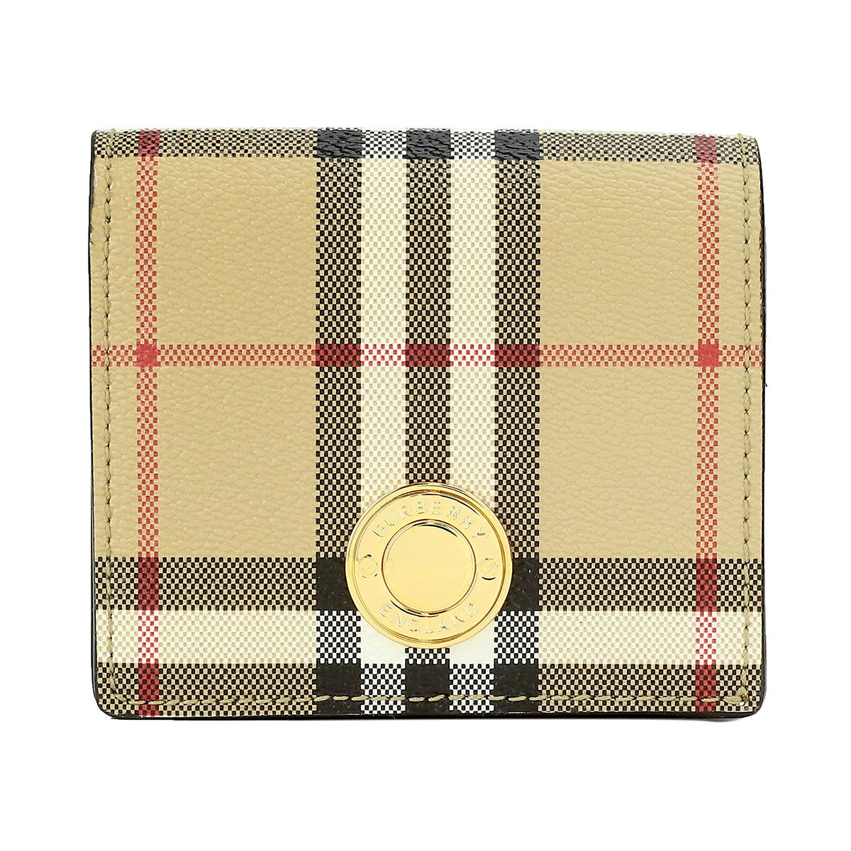 【最大5,000円OFFクーポン対象】バーバリー 2つ折り財布 BURBERRY チェック＆レザー 8070417 A7026 ユニセックス ベージュ系 ブラウン 茶