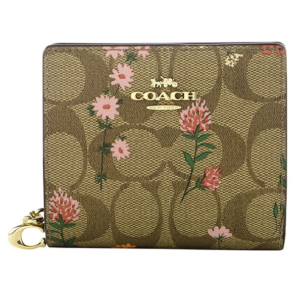 コーチ 財布（レディース） 【最大5,000円OFFクーポン】コーチ 2つ折り財布 COACH シグネチャー ワイルドフラワープリント C8734 IME7V レディース ブラウン 茶